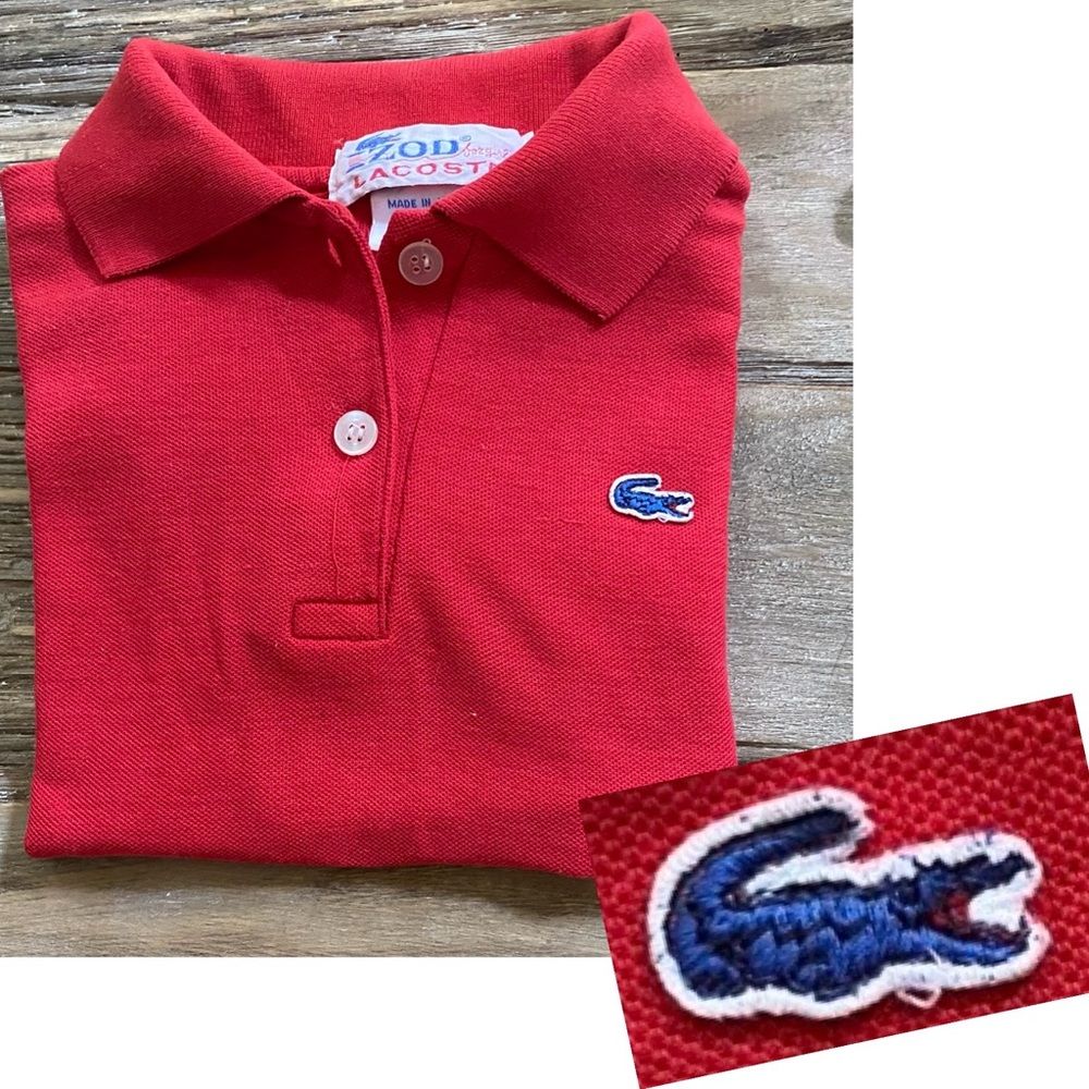 Vintage Izod Lacoste for Girl’s Size 5 Red Pique Knit Short‎ Sleeve Polo